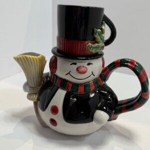 Fitz and Floyd Snowman Teapot Collectible Ceramic Christmas